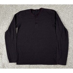 Patrick Assaraf Henley Shirt Mens Medium Red Striped Long Sleeve‎ Pima Cotton